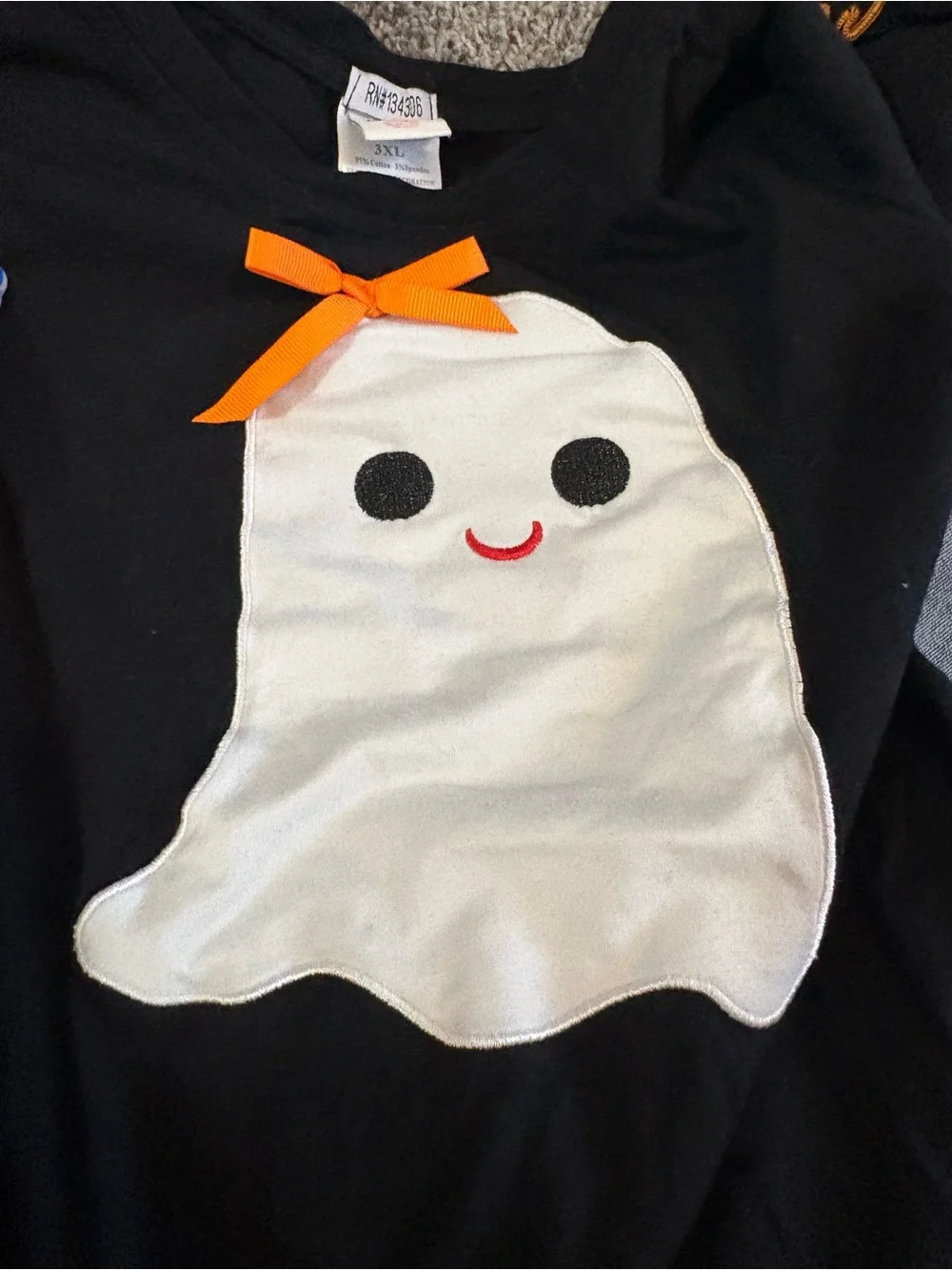 Kids Black Ghost Holiday Matching Set with Orange Accents